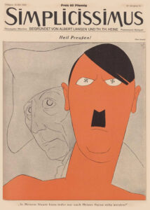 En mi país todos pueden ser felices, pero solo a mi manera. Caricatura de Karl Arnold en la Revista Simplissismus. 15-V-1932