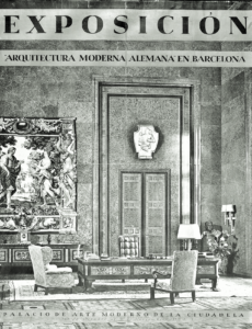 Despacho de Hitler en el cartel anunciador de la Exposición de Arquitectura Alemana, Barcelona, 1942